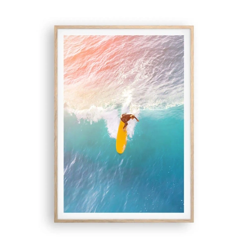 Plakat i ramme af lyst egetræ - Ocean rytter - 70x100 cm
