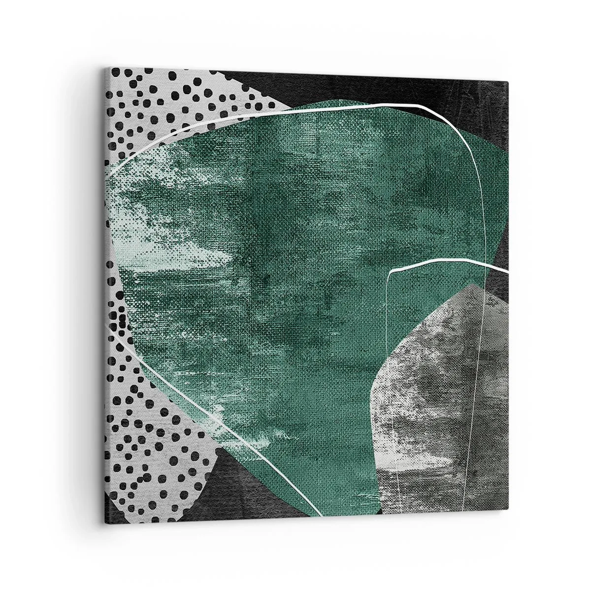 Lærredstryk - Billede på lærred - Farverig abstraktion med en guldflager - 50x50 cm