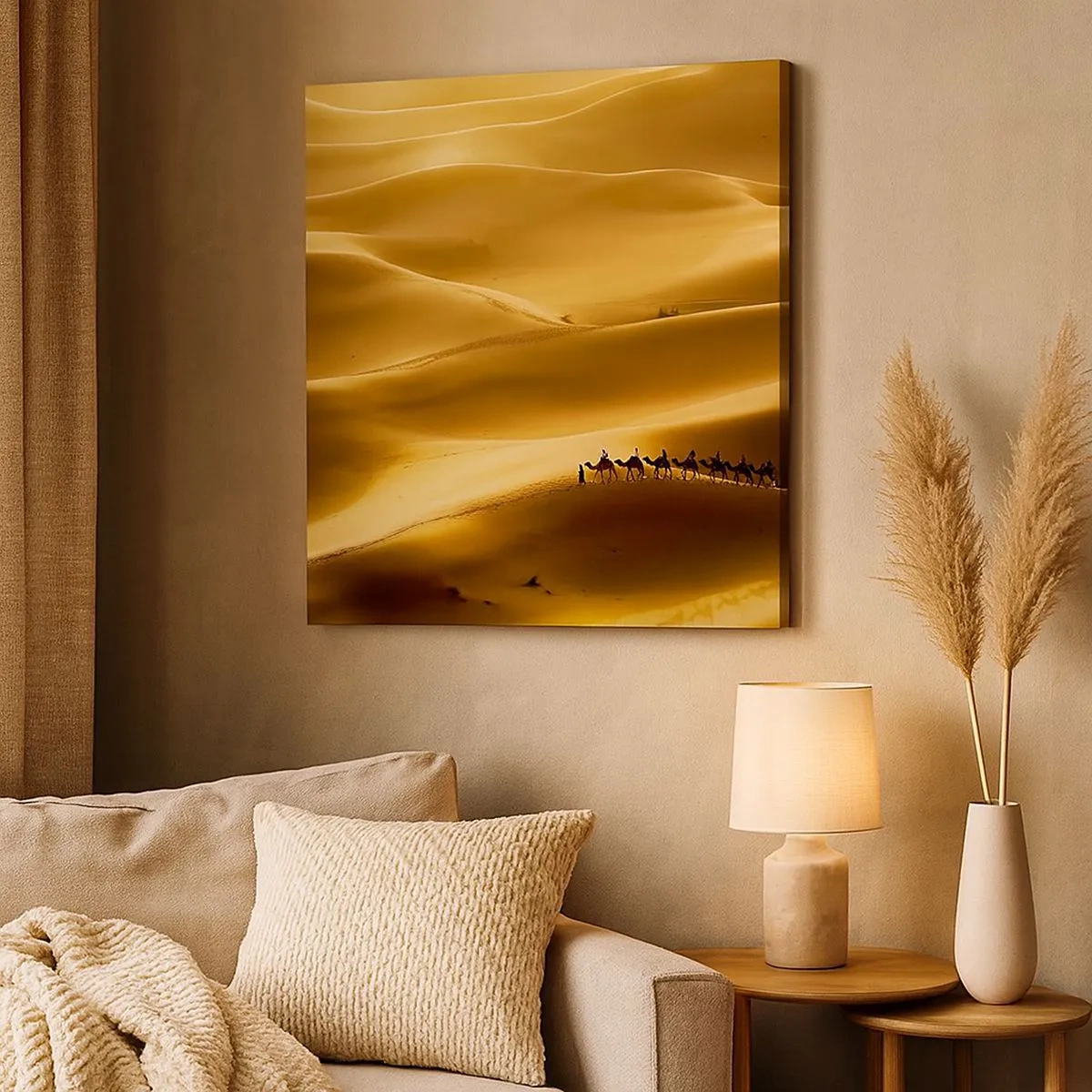 Lærredstryk - Billede på lærred - Karavane på ørkenens bølger - 30x30 cm