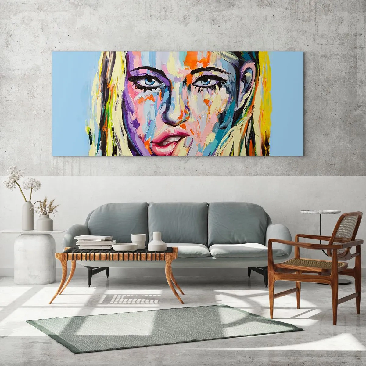 Billede på glas - Se hende lige i øjnene - 90x30 cm