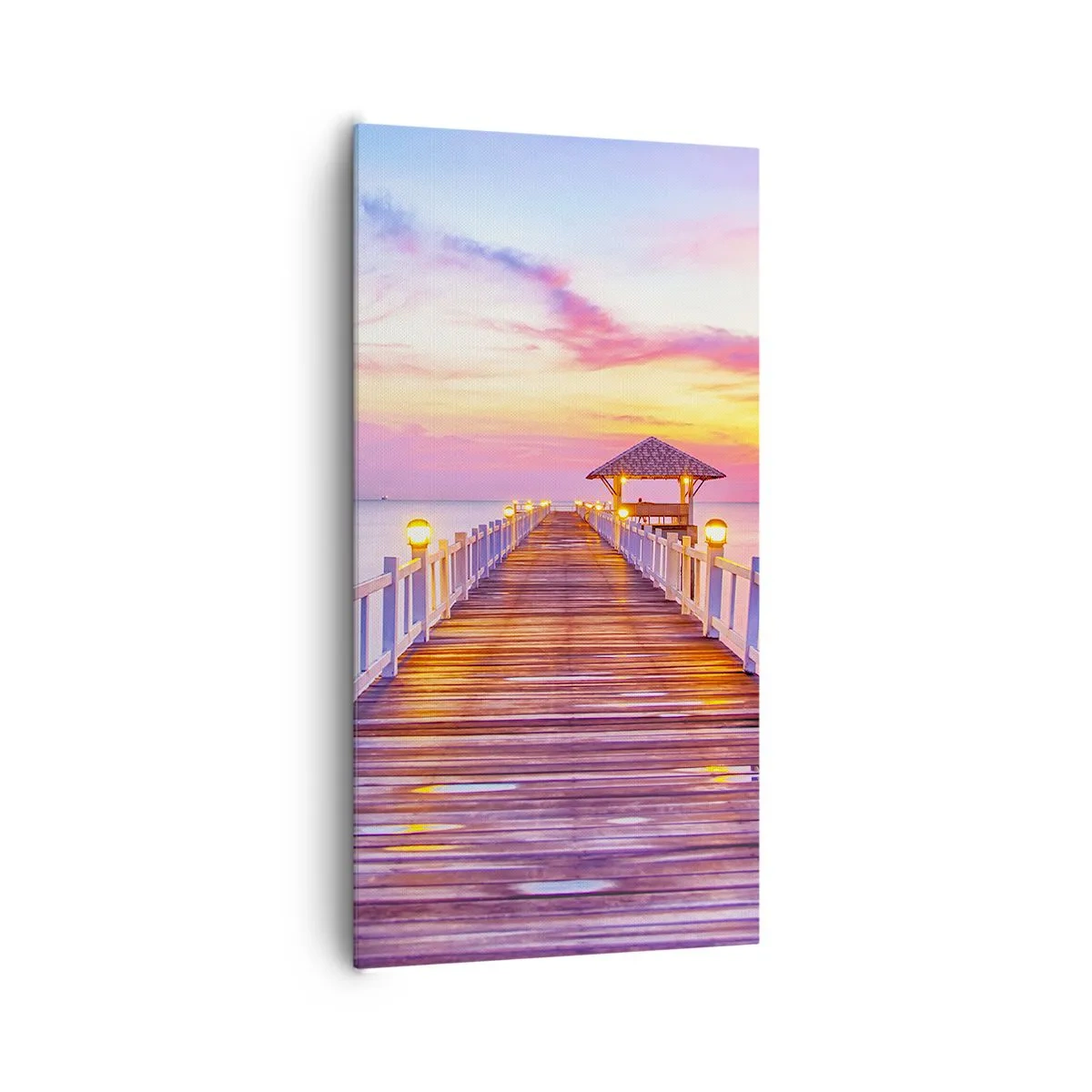 Lærredstryk - Billede på lærred - Lilagylden stilhed om aftenen - 65x120 cm