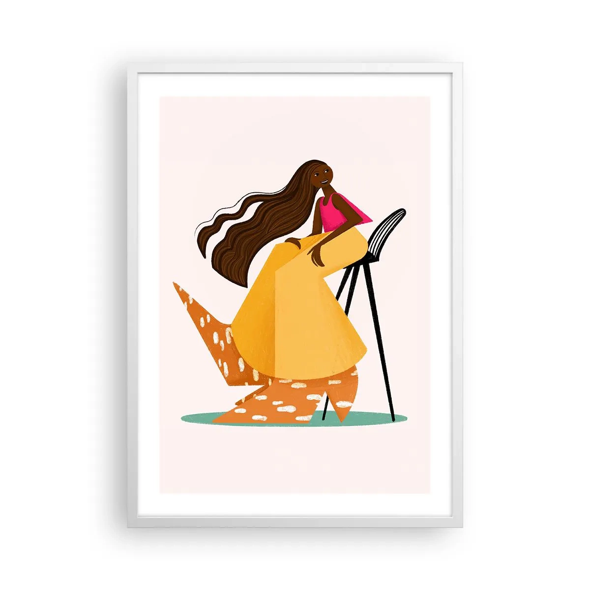 Plakat i hvid ramme - Mode er også sjovt - 50x70 cm