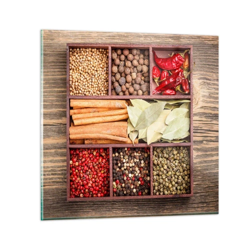 Billede på glas - Orden af former, duftbuket af aromaer - 30x30 cm