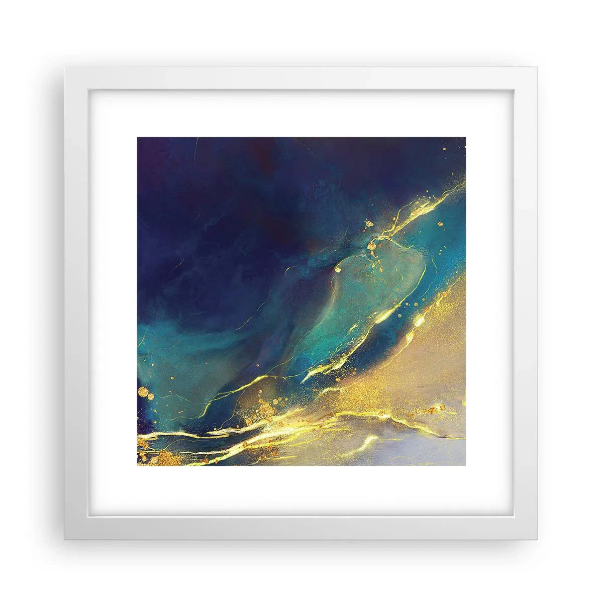 Plakat i hvid ramme - Gylden marsk - 30x30 cm