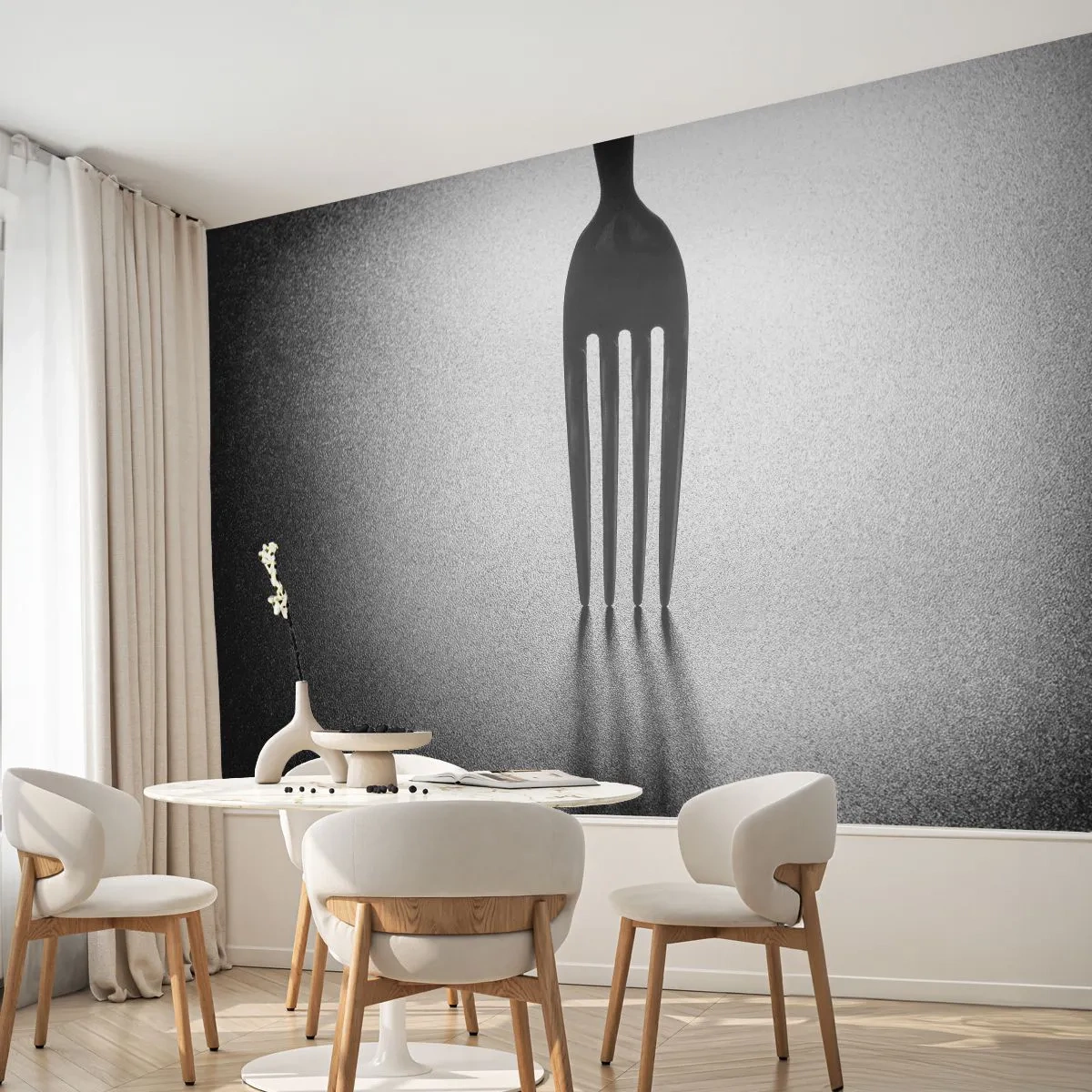 Fototapet Selvklæbende Deluxe Sticker - Lys og skygge - Gaffel, Bestik, Køkken - 100x70 cm