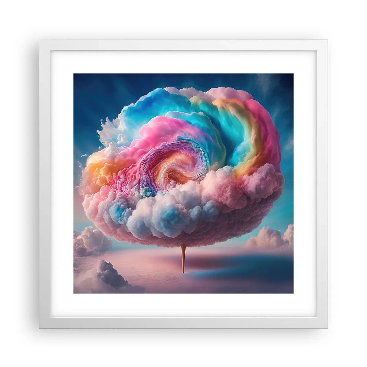 Plakat i hvid ramme - En drøm om en forlystelsespark - 40x40 cm