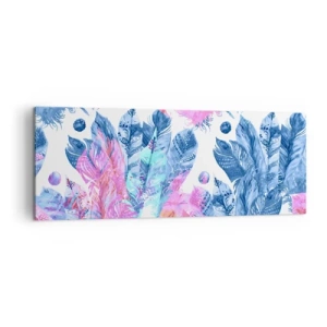 Lærredstryk - Billede på lærred - Plys i lyserød og blå - 140x50 cm