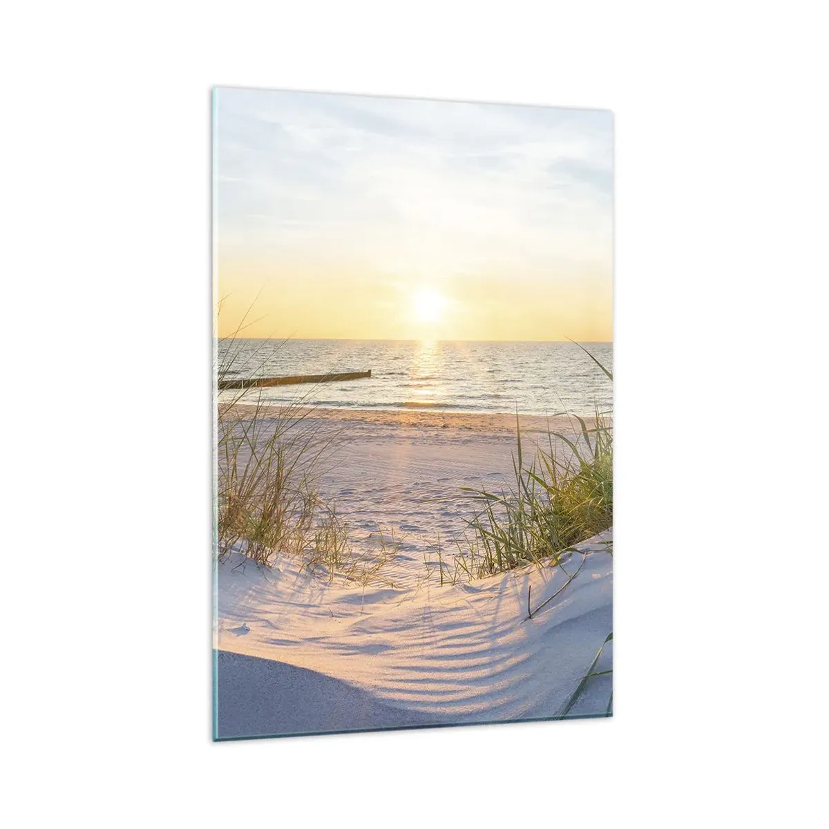 Billede på glas - Havet brummer, fuglene synger, en vild strand midt i græsset.... - 80x120 cm