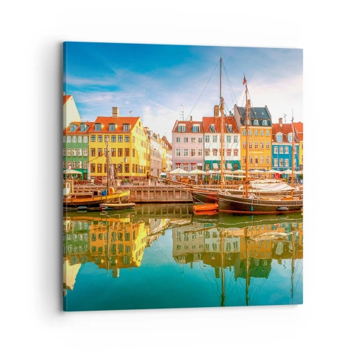 Lærredstryk - Billede på lærred - Over vand så glat som et spejl - 70x70 cm