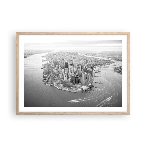 Plakat i ramme af lyst egetræ - Hvordan kan man ikke elske? - 70x50 cm