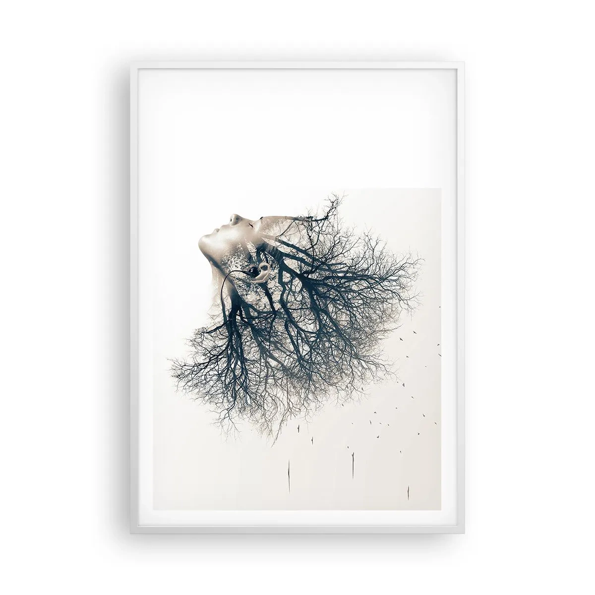 Plakat i hvid ramme - Lyttede til træets hvisken - 70x100 cm