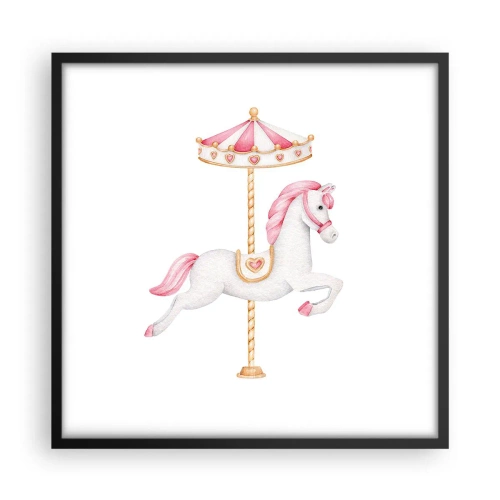 Plakat i sort ramme - Han satte af sted med en hov - 50x50 cm