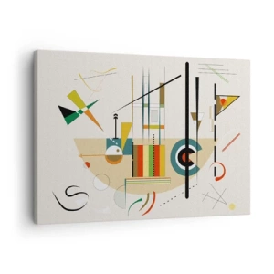 Lærredstryk - Billede på lærred - Farverig abstraktion med geometriske former - 70x50cm - Og verden griner - Moderne vægdekoration til stue og soveværelse ARTTOR