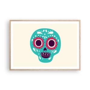 Plakat i ramme af lyst egetræ - Livet - sjovt indtil døden - 100x70 cm