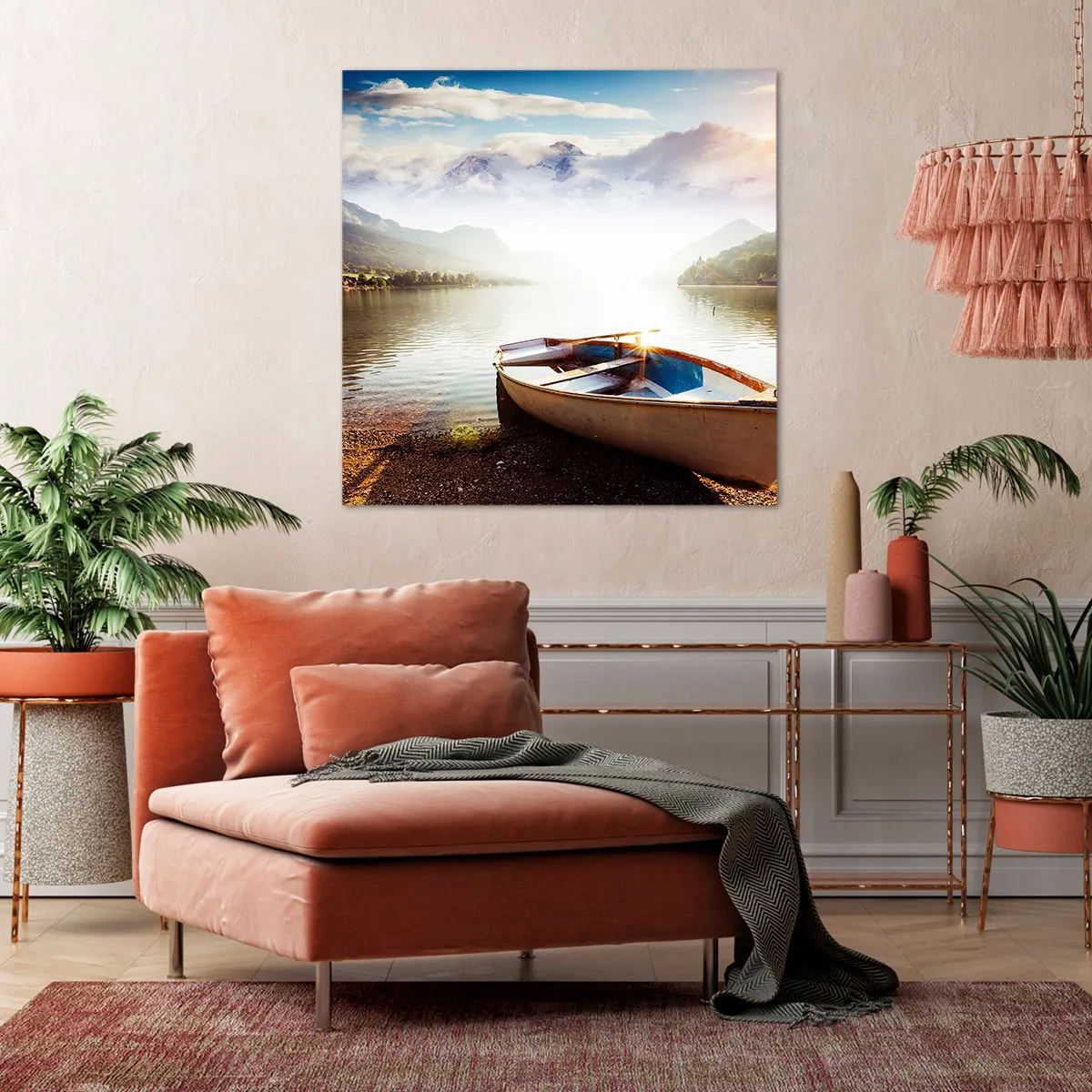 Lærredstryk - Billede på lærred - Over store og klare vande - 50x50 cm