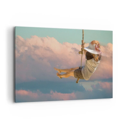 Lærredstryk - Billede på lærred - Sjov i skyerne - 120x80 cm