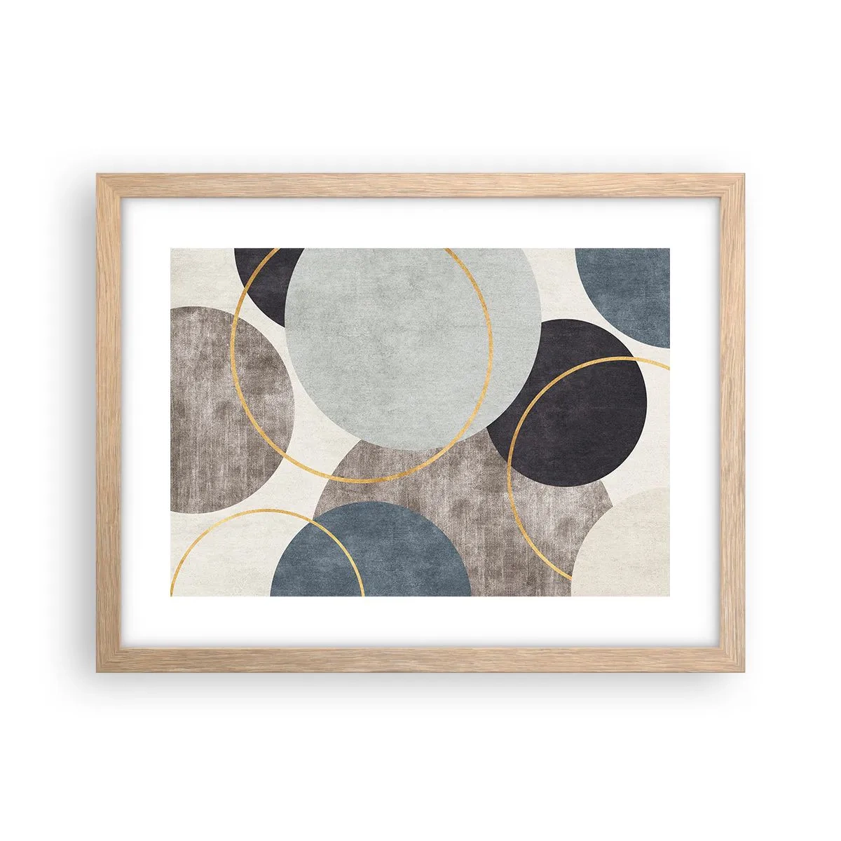 Plakat i ramme af lyst egetræ - Hjul efter hjul - 40x30 cm