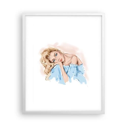 Plakat i hvid ramme - Drømmende i blåt - 40x50 cm