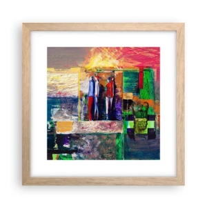 Plakat i ramme af lyst egetræ - Forhold og følelser - 30x30 cm