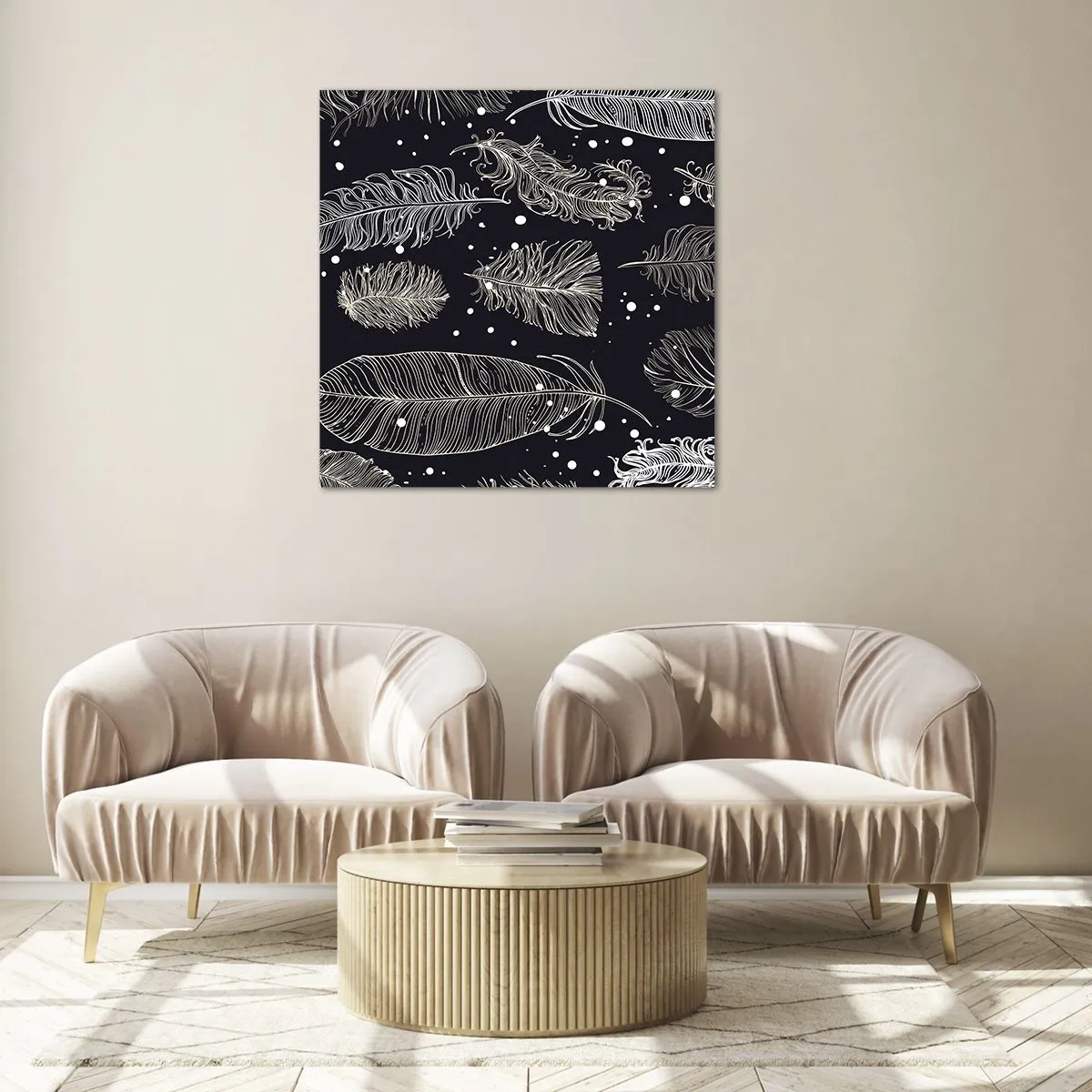 Billede på glas - Fjerede blonder - 70x70 cm