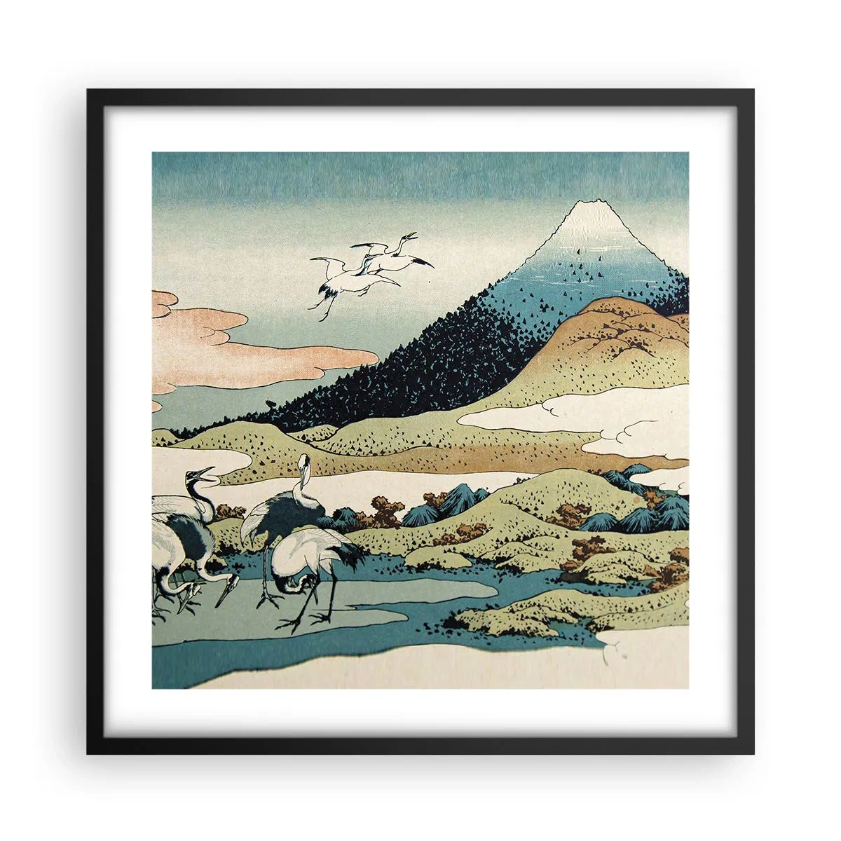 Plakat i sort ramme - I japansk ånd - 50x50 cm