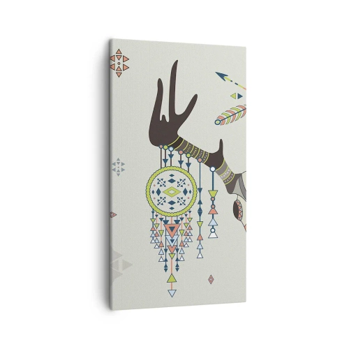 Lærredstryk - Billede på lærred - Indiansk jægers trofæ - 45x80 cm