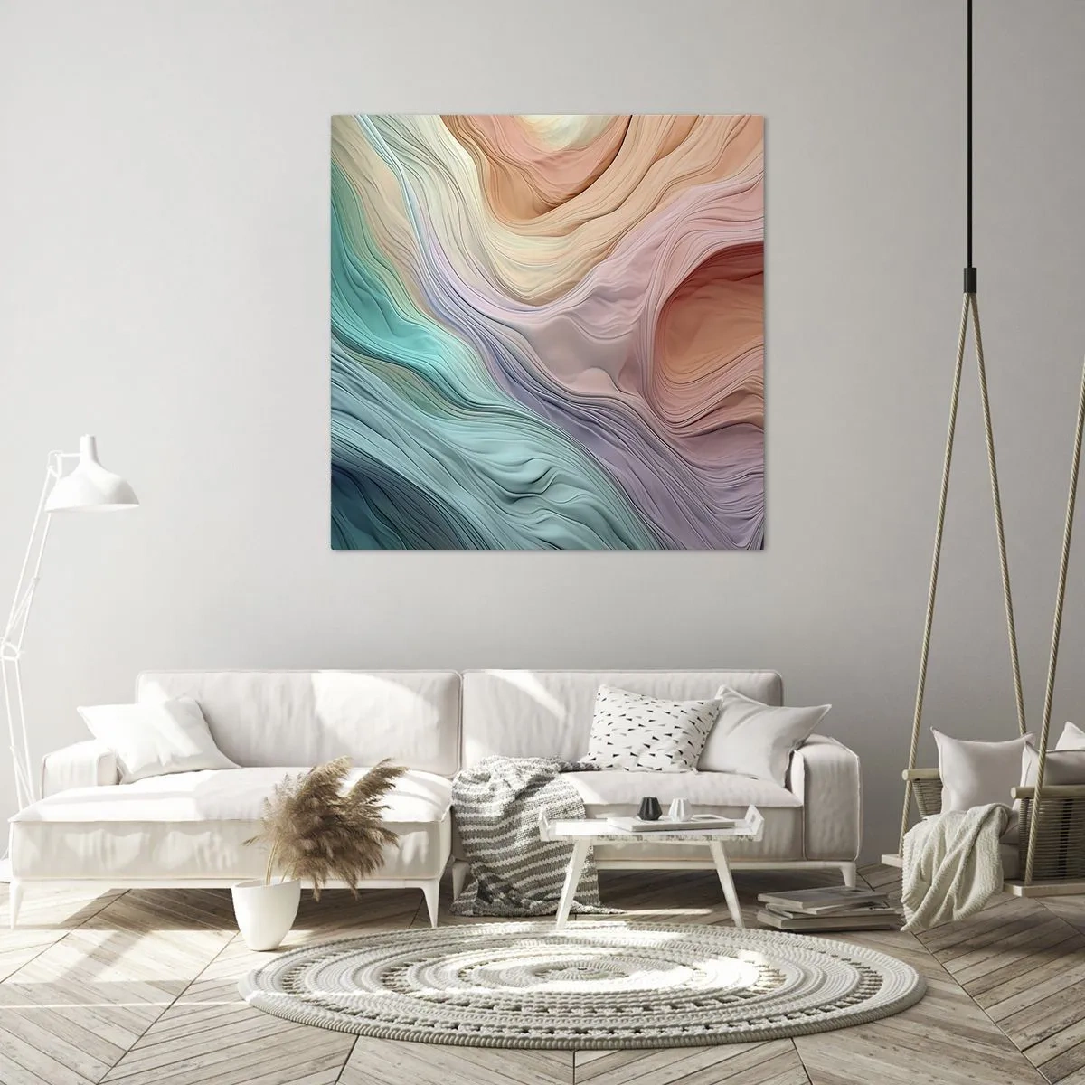 Lærredstryk - Billede på lærred - Regnbuebølge - 30x30 cm