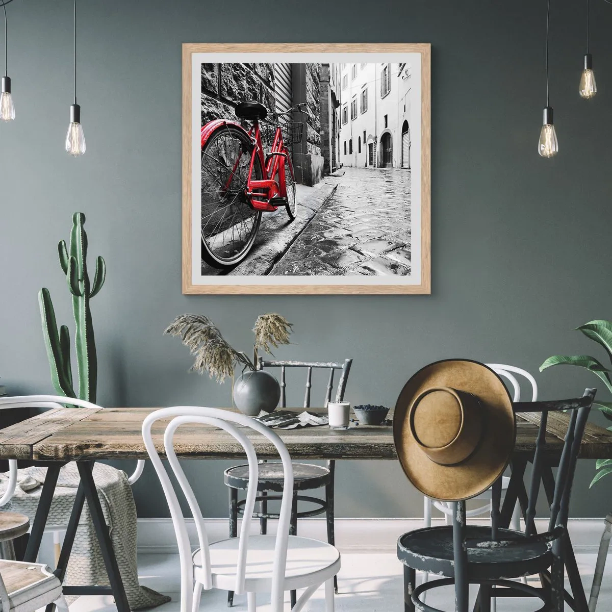 Plakat i ramme af lyst egetræ - Ægte skønhed ældes ikke - 40x40 cm