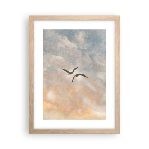 Plakat i ramme af lyst egetræ - Himmelsk dans - 30x40 cm