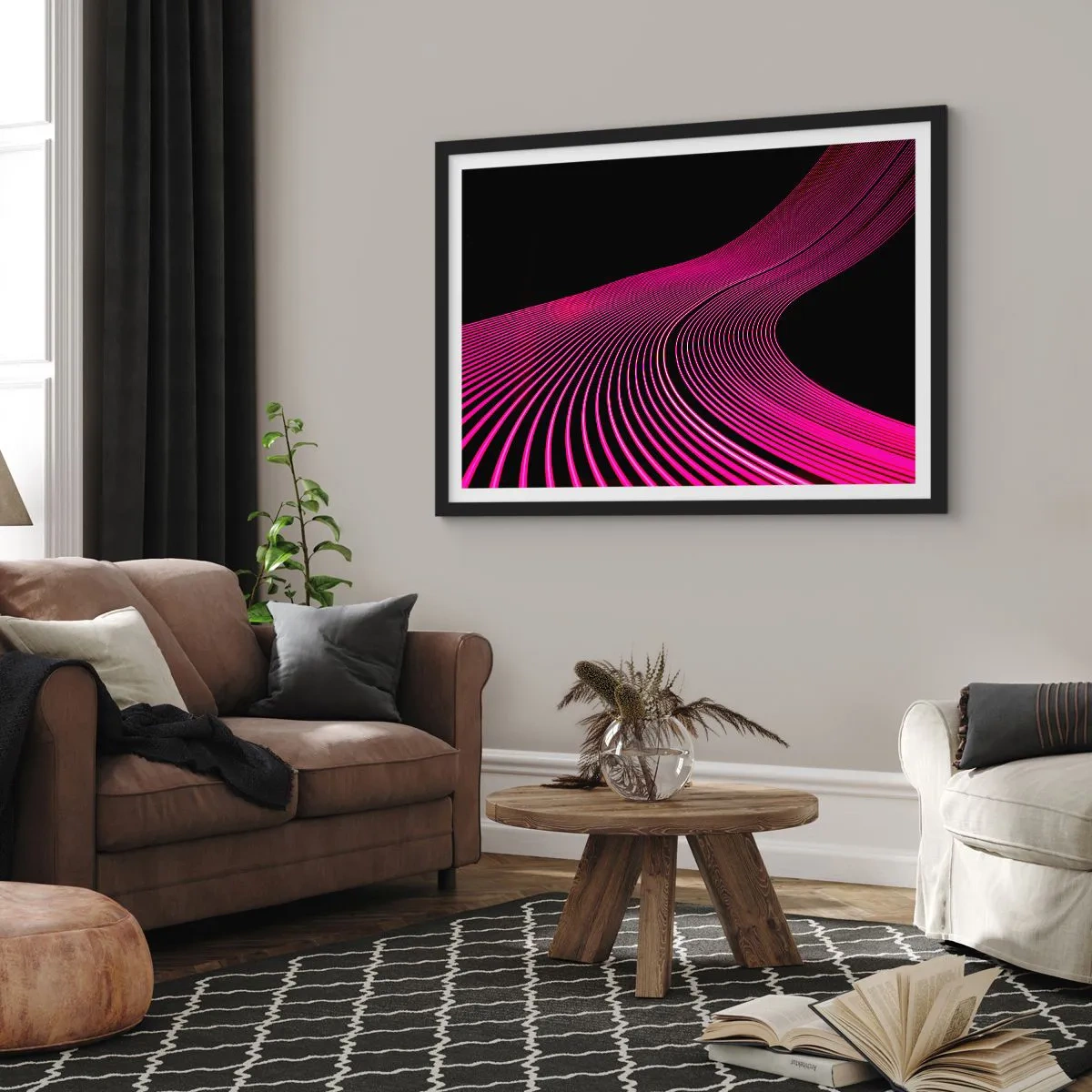 Plakat i sort ramme - En allé af lys - 70x50 cm