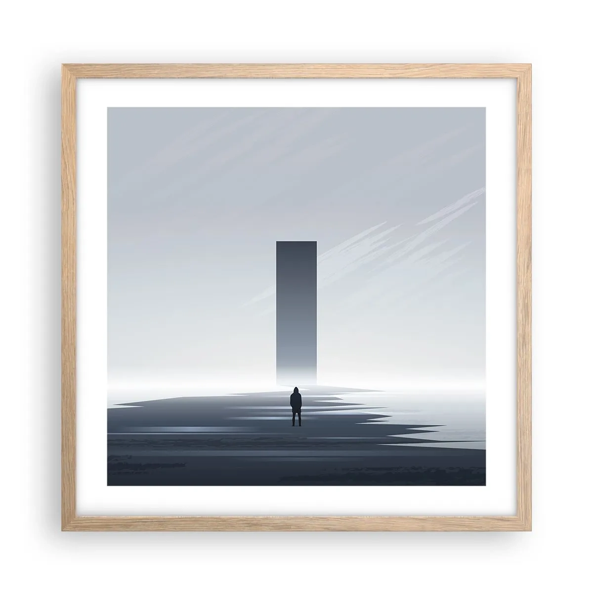 Plakat i ramme af lyst egetræ - Mulighed eller trussel? - 50x50 cm