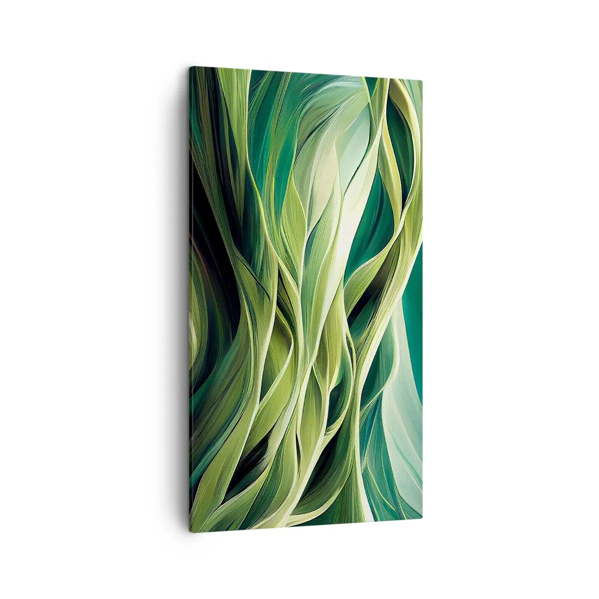 Lærredstryk - Billede på lærred - Et abstrakt spil med grønt - 45x80 cm
