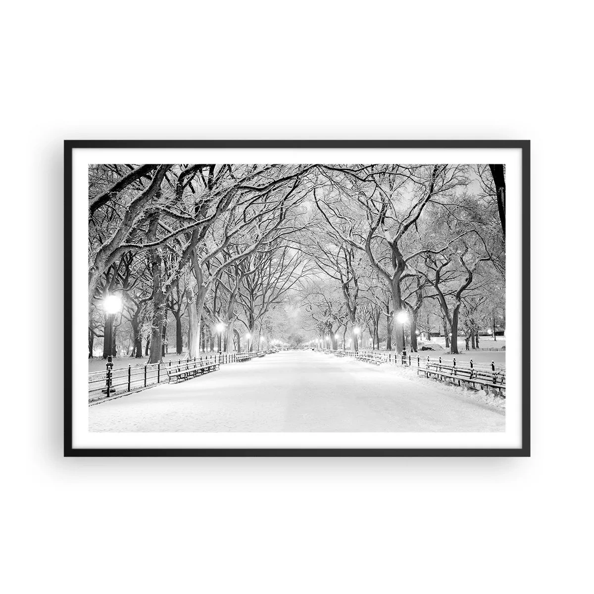 Plakat i sort ramme - Fire årstider - vinter - 91x61 cm