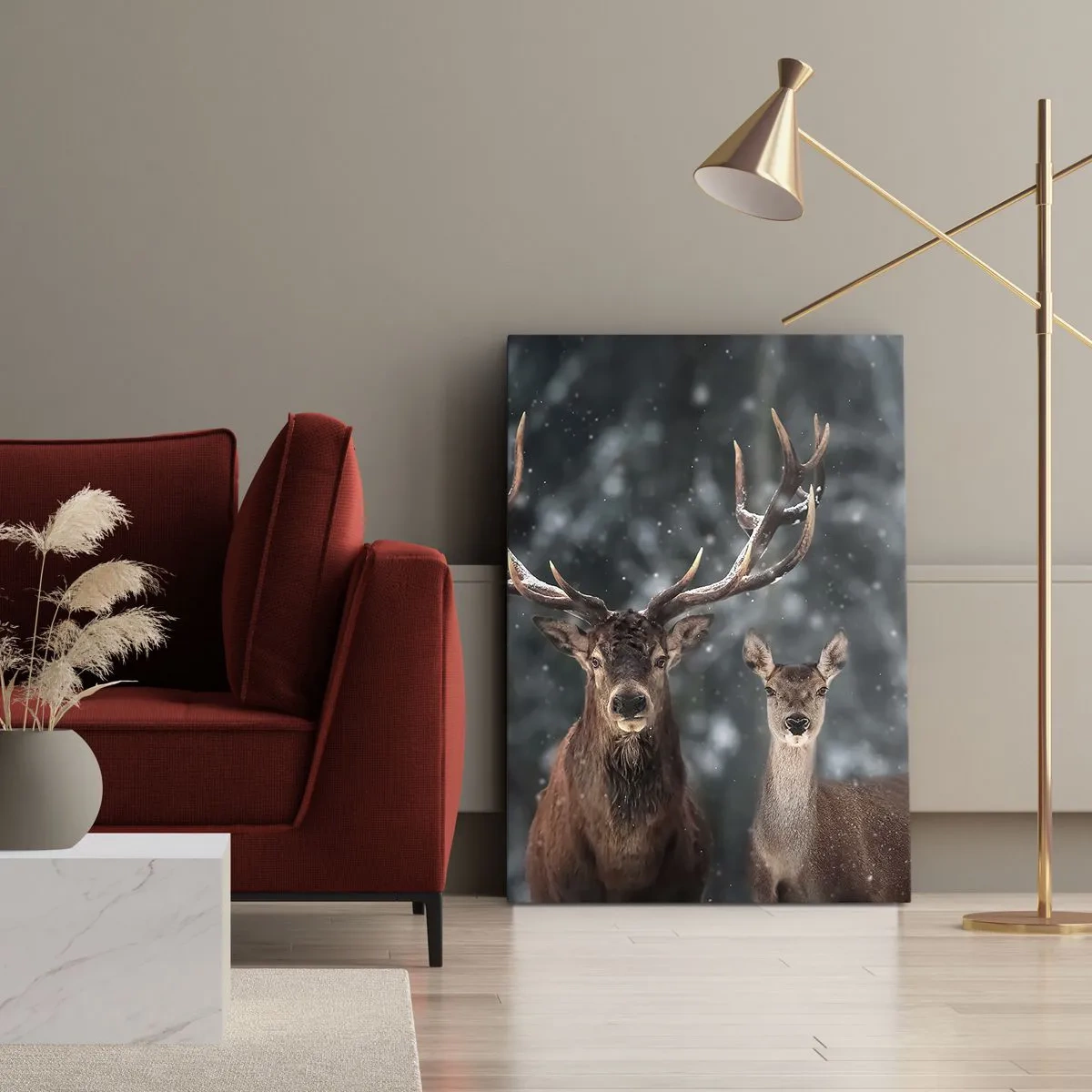 Lærredstryk - Billede på lærred - Skovens herre og hans kone - 50x70 cm