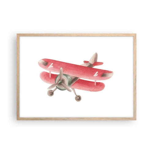 Plakat i ramme af lyst egetræ - Klar til at flyve højt - 70x50 cm