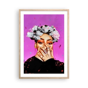Plakat i ramme af lyst egetræ - En smule skør - 50x70 cm