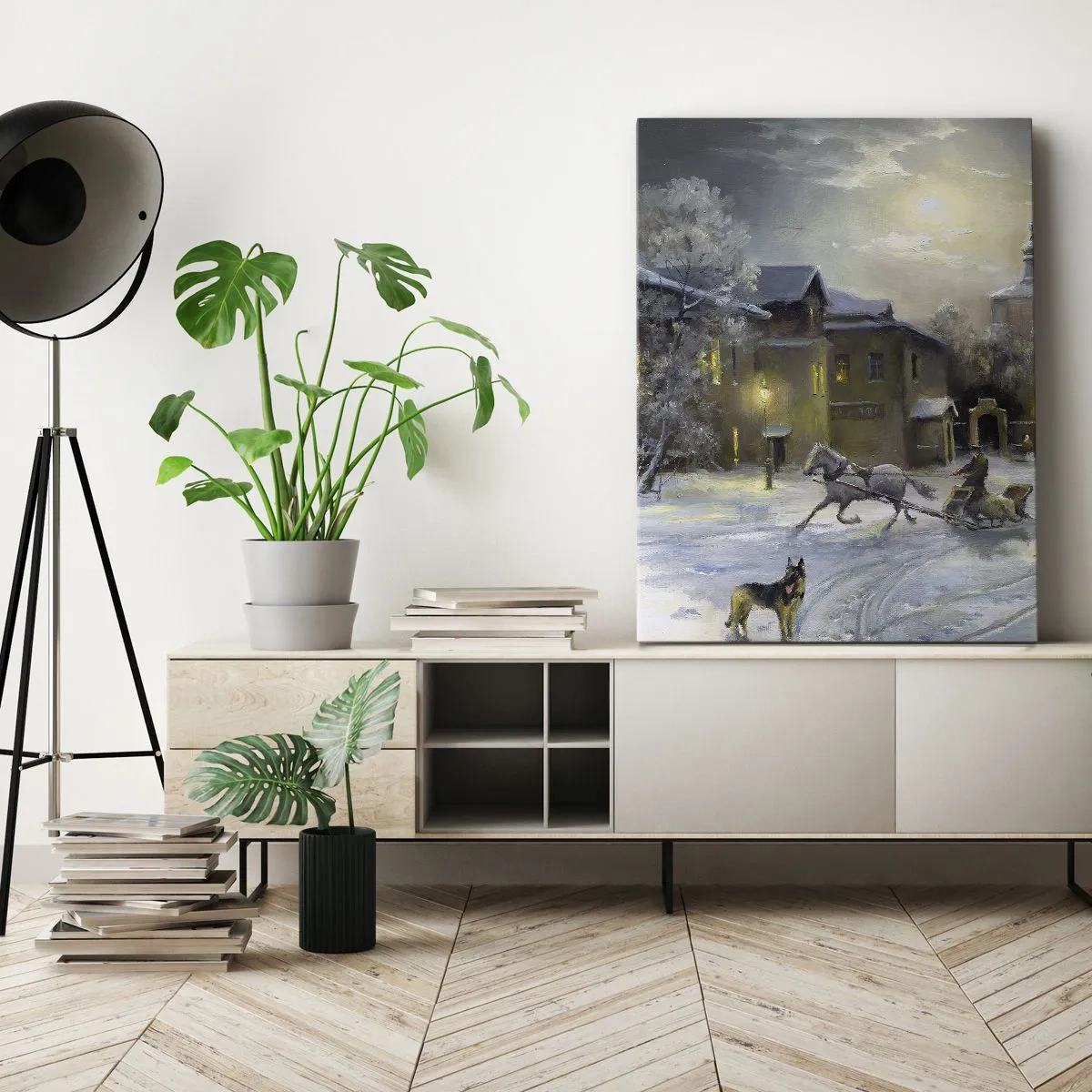 Lærredstryk - Billede på lærred - Den russiske vinters magi - 65x120 cm