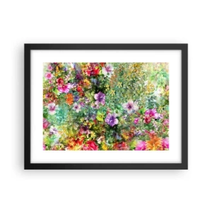 Plakat i sort ramme - Ind i blomsterne ved fortabelse - 40x30 cm