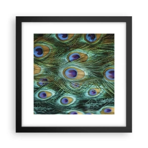 Plakat i sort ramme - En påfugls blik - 30x30 cm