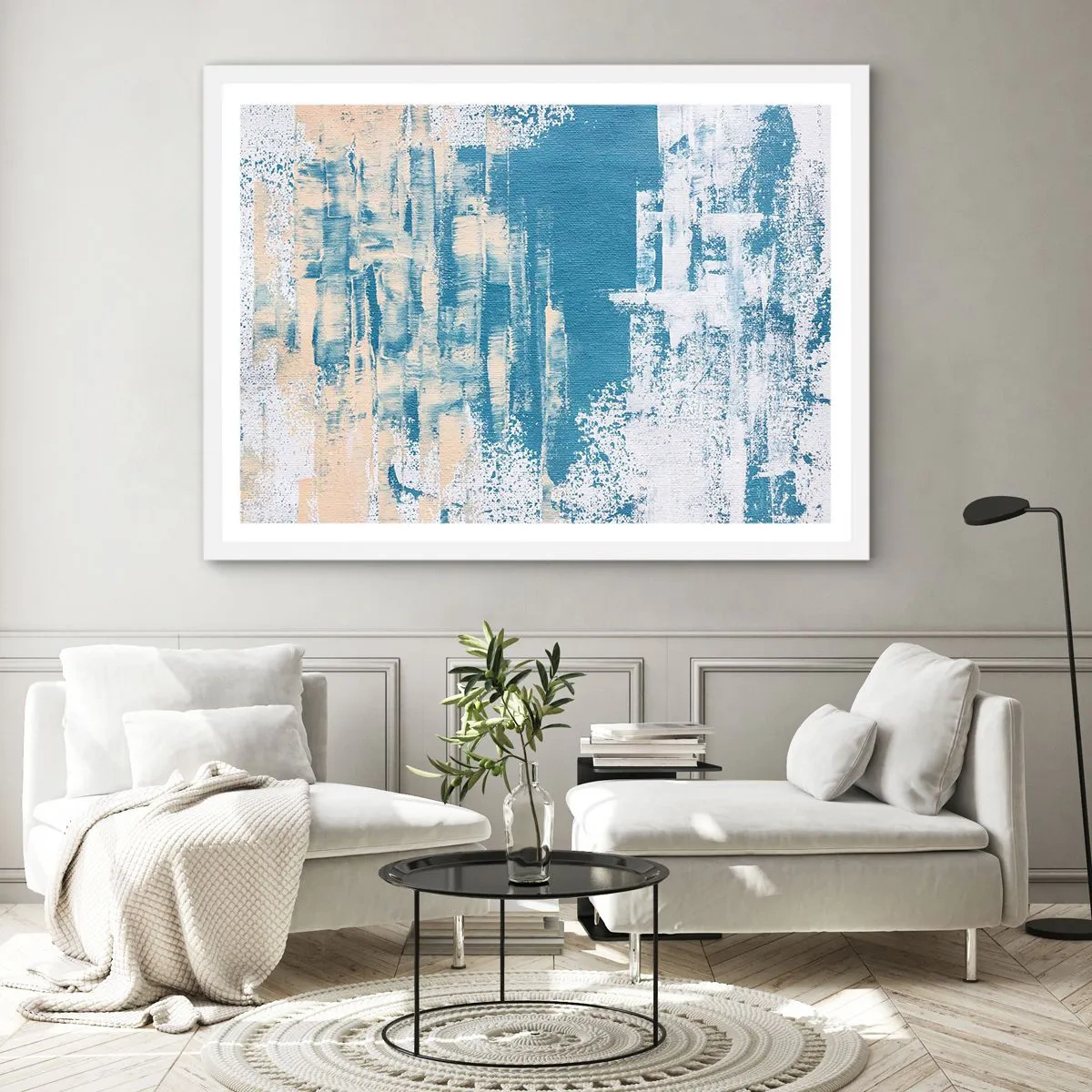 Plakat i hvid ramme - Gennem istappen - 100x70 cm