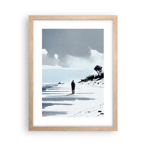 Plakat i ramme af lyst egetræ - Alene - 30x40 cm