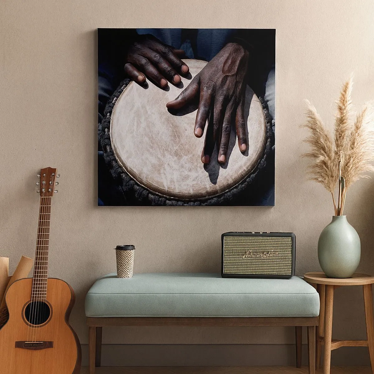 Lærredstryk - Billede på lærred - Lev i takt med din rytme - 30x30 cm