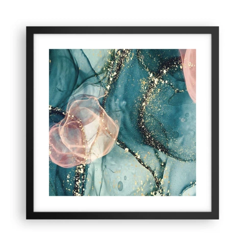 Plakat i sort ramme - Silkeblå, tyl lyserød - 40x40 cm