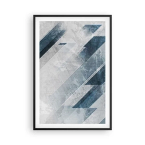 Plakat i sort ramme - Rumlig komposition - bevægelse af gråtoner - 61x91 cm