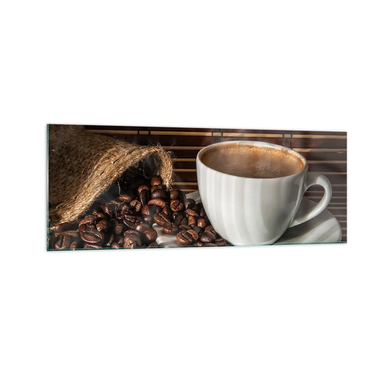 Billede på glas - Kulets sorthed, ravets gennemsigtighed - 140x50 cm