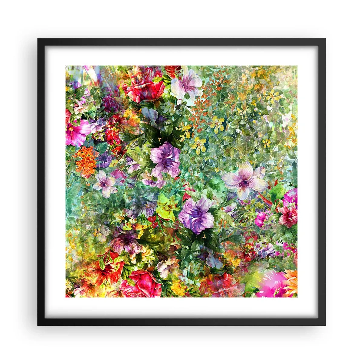 Plakat i sort ramme - Ind i blomsterne ved fortabelse - 50x50 cm