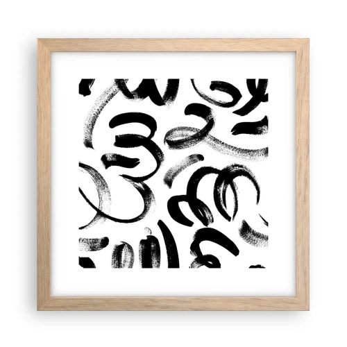 Plakat i ramme af lyst egetræ - I sort og hvidt - 30x30 cm