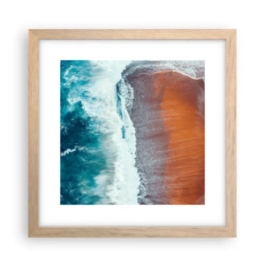 Plakat i ramme af lyst egetræ - Et strejf af havet - 30x30 cm
