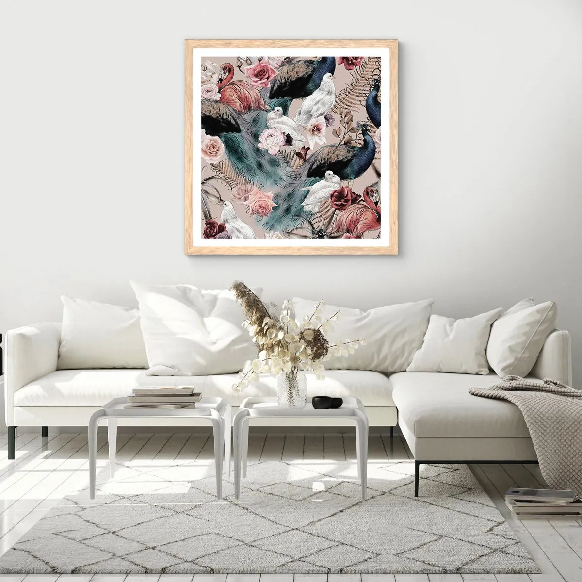 Plakat i ramme af lyst egetræ - I paladsets have - 40x40 cm