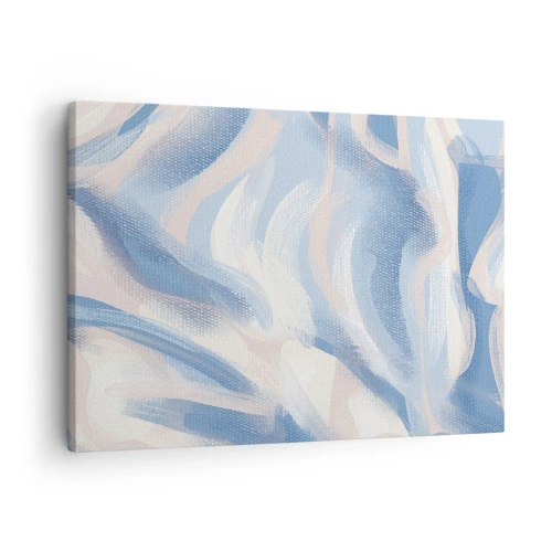 Lærredstryk - Billede på lærred - Abstrakte penselstrøg i blå og beige nuancer - 70x50cm - Blå krusninger - Moderne vægdekoration til stue og soveværelse ARTTOR